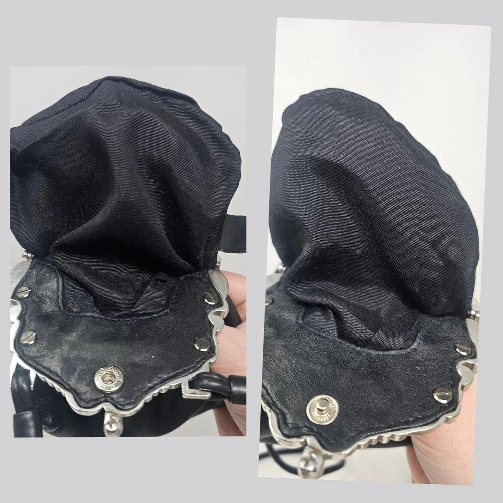 Vtg Rare Brighton One World Mini Mouse Crossbody Black Leather Ornate Kiss Lock - Picture 5 of 11